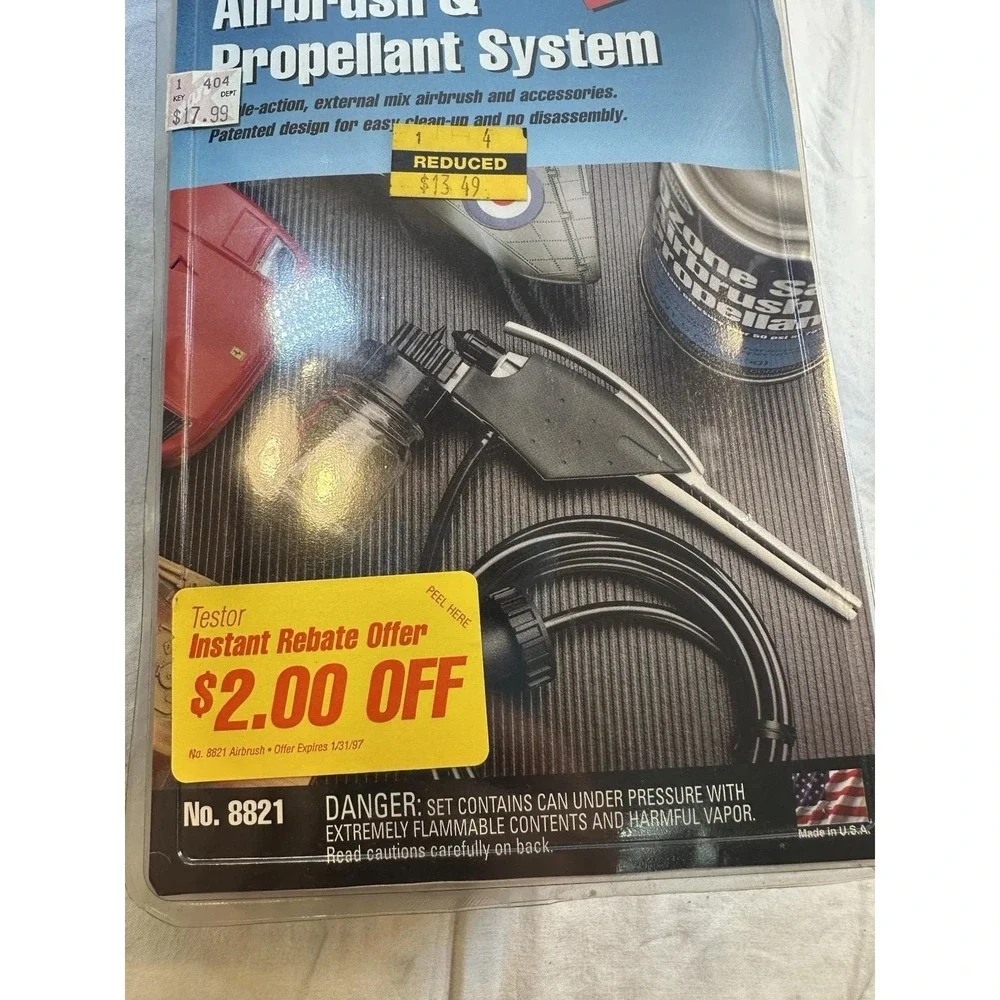 Vintage Testors Airbrush & Propellant Kit System No. 8821 -1997 Model USA Sealed